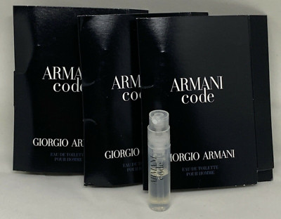 ARMANI Code Giorgio Armani Eau De Toilette 1.5ml .05oz NEW Sample Spray Vials x3
