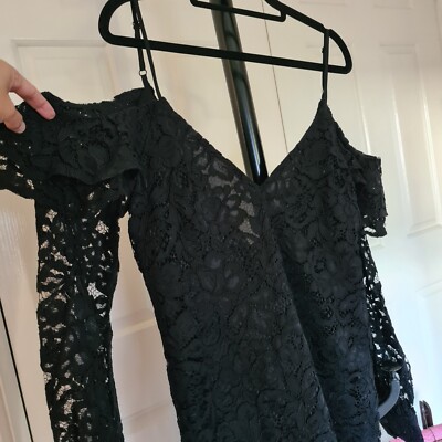 NA KD Black floral lace bodycon maxi mini dress size 36 fits 8-10 Cold Shoulder | eBay NA KD Black floral lace bodycon maxi mini dress size 36 fits 8-10 Cold Shoulder | eBay