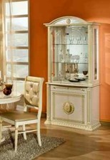 The Italian Versace  Rossella Beige/Gold 2 Door Vetrine/Display Cabinet
