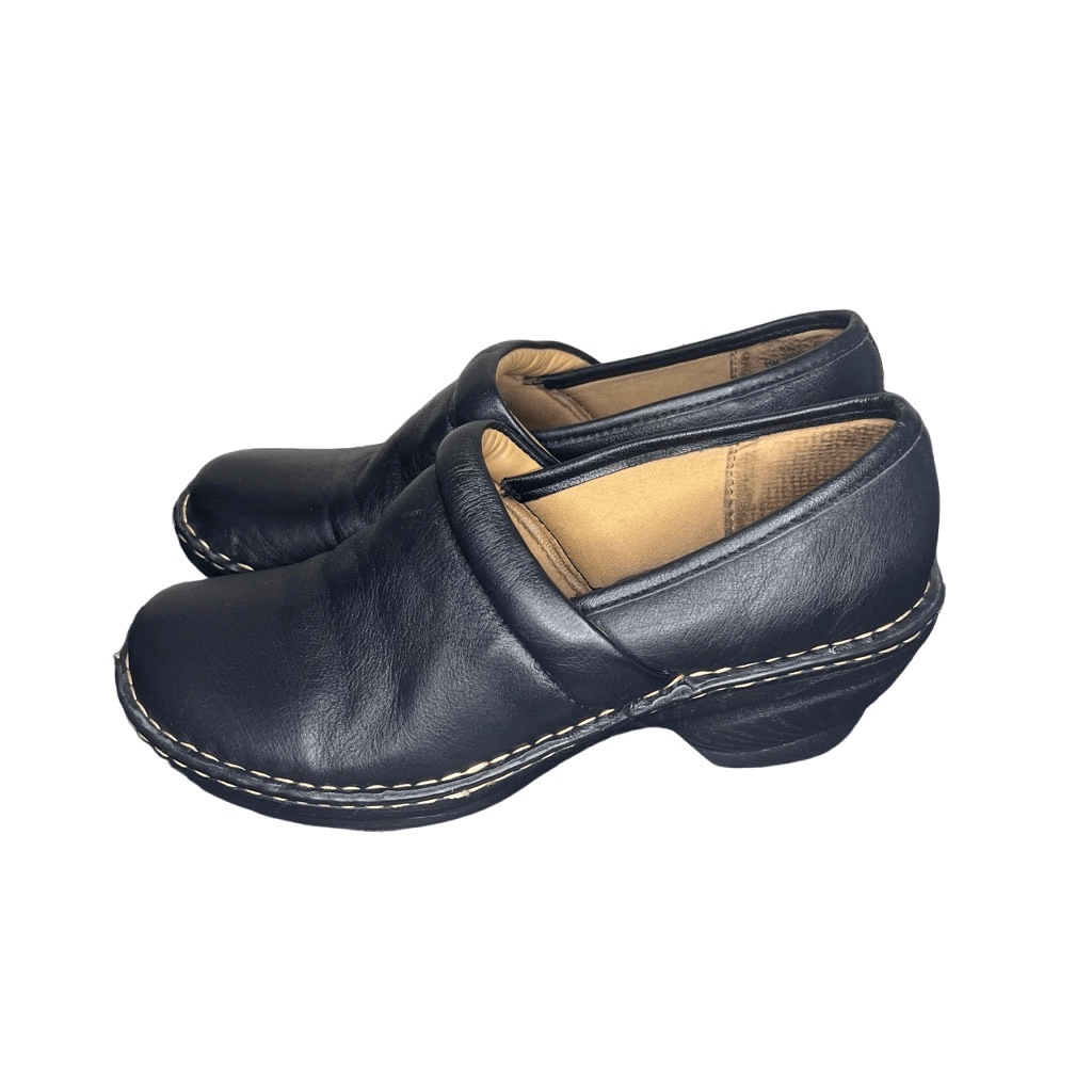 Softspots Black Leather Clogs Womens Sz 11 M Slip On Nurse Dr