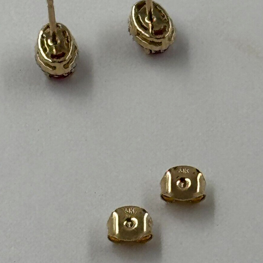 14K Solid Yellow Gold Oval Ruby & Diamond Halo St… - image 15