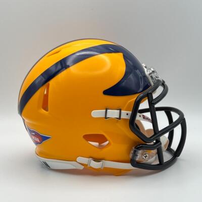 Michigan Wolverines CUSTOM Yellow - Navy Blue Wings Mini Football Helmet