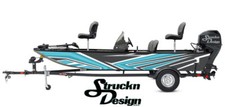 Abstract Geometrical Cyan Sky Blue Design Wrap Fishing Bass Boat Vinyl Decal USA