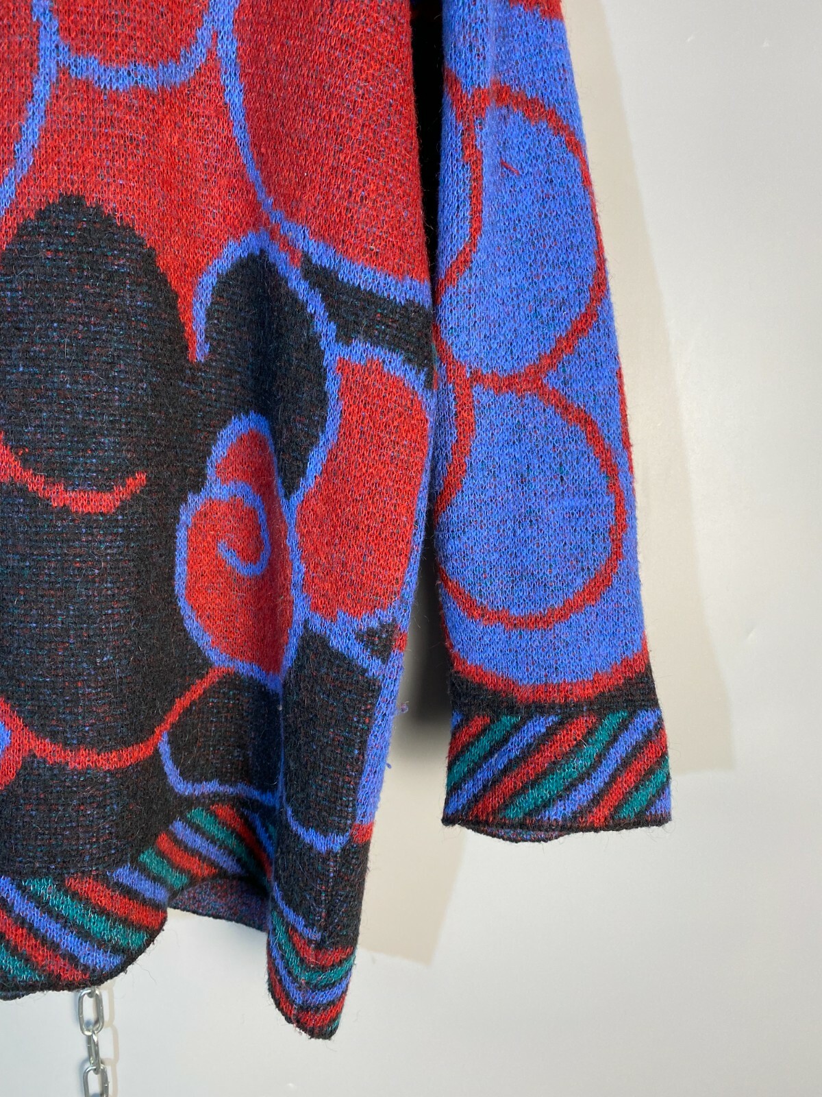 Maglione multicolore vintage anni '70 Yves Saint Laurent YSL lavorato a maglia oversize