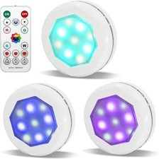 3 Pcs RGB Under Cabinet Lighting Led Closet Light 16 Colour Changing Shelf
