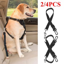 Dog Seat Belt Set, 2 Pack Retractable Dog Car Harness w/ Shock Absorbing Bungee