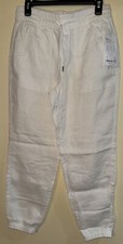 ATHLETA Retreat Linen High Rise Jogger Small Petit Calla Lily White Relaxed Fit