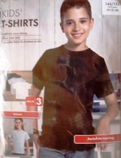 3 T-Shirts,weiß,hellblau,dkl.blau,Gr.146-152...