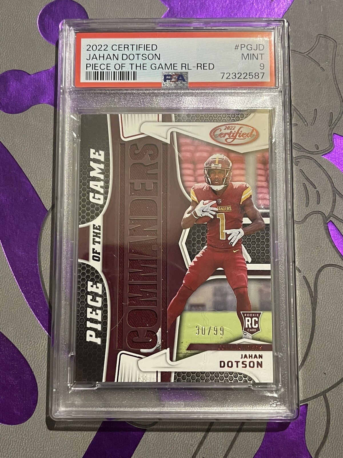 Jahan Dotson Panini Certified Piece of the Game Relics #PGJD Red