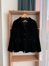 VTG Jil Sander Green Velour Silk Luxury Pockets Blazer