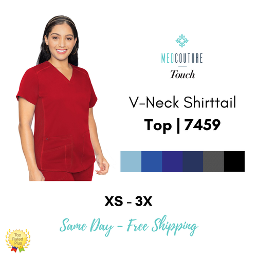 Med Couture Touch VNeck Shirttail Scrub Top 7459 eBay