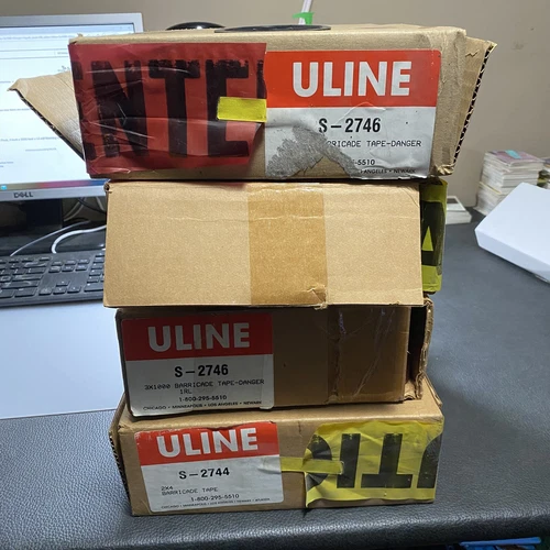 Lot of 4 rolls of ULINE caution,danger,do not enter Reuseable tape(non-adhesive) - product listing photo