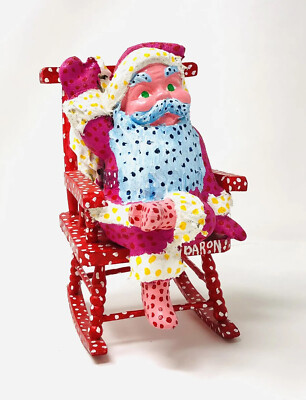 Original Jack Baron Santa Rocking Chair Sculpture Painting VTG Key West Florida