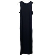 Quince Tencel Jersey Tank Maxi Dress Black Size Small Minimalist Side Slit