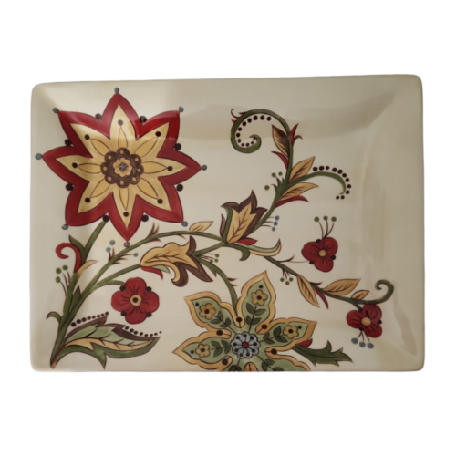 Pier 1 Carynthum Rectangular Serving Platter Floral Earthenware Multicolor - Picture 1 of 3