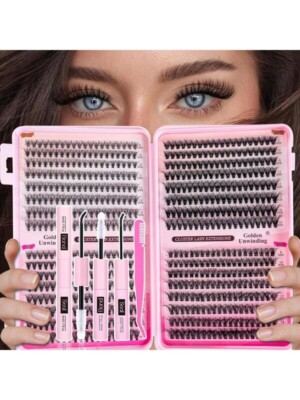 Eyelash 640PCS Lash Clusters Kit DIY Lash Extension Kit, D Curl Volume Eyelash