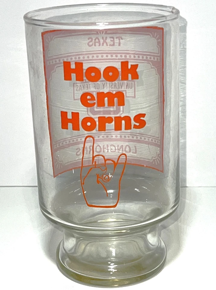 UT University of Texas Longhorns Hook Em Horns Team 7" Beer Tea Drinking Glass - Image 3 of 4