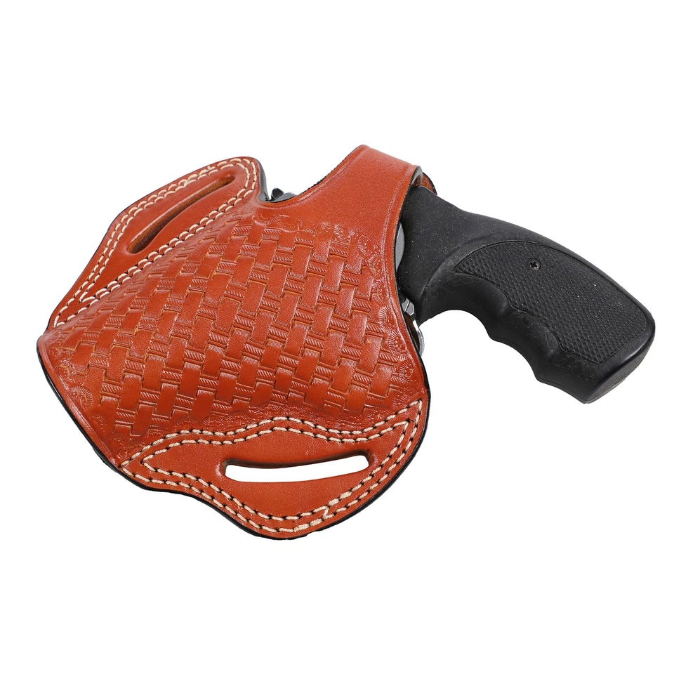 Pusat Holster Taurus 692 Revolver 2.5 inch Leather Basket Weave Belt Holster - Image 3 of 4