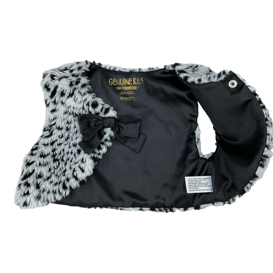 Chaleco Corto Piel Sintética Estampado Animal 3T Cierre a Presión Vacaciones Escuela Navidad Foto 3 de 4