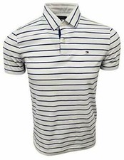 Tommy Hilfiger Men's Striped Soft Cotton Polo XS, White 