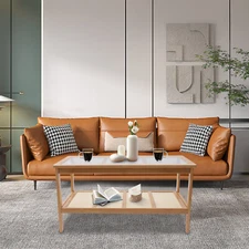 Modern 2-Tier Coffee Table Cocktail Table with Open Shelves for Living Room