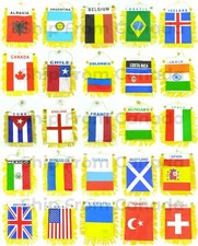 High Quality Car Mini Country Banners Flags Pennants 3"X4" - Suction Cup - New