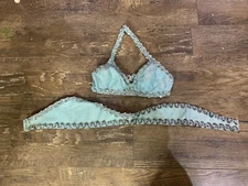 Vintage 1970’s Costume Top And Belt Girls Blue Shimmer Handmade Dance