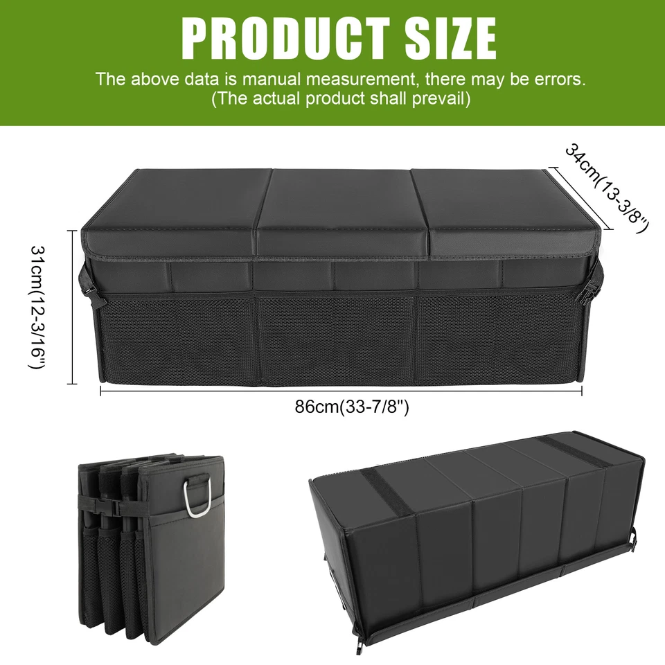 For Nissan Leather SUV Car Rear Trunk Storage Box Organizer Large Bag Foldable - Image 2 of 4