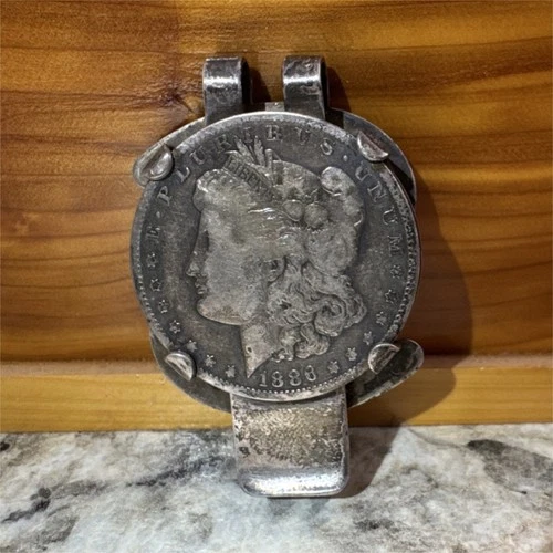 Rare Vintage 1886-O Morgan Silver Dollar Money Clip - Fine Condition