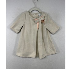 Holiday Party Tahari Girls 4T Cream Gold Herringbone Metallic Bow A-Line Dress