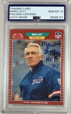 Marv Levy Signed 1989 ProSet #34 Card Bills Coach HOF Inscr PSA/DNA Auto Gem 10