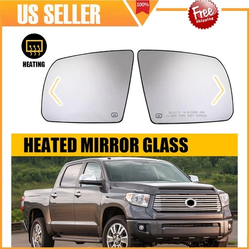 Driver Passenger Side Mirror For Glass 2007-2017 Tundra Sequoia Heated Signal