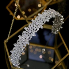 Vintage Simple Crystal Crown Bridal Tiara Headband Wedding Hairband Graduation