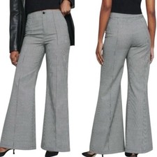 Reformation Petites Silvie Black & White Houndstooth Wide Leg High Waist Pants 4