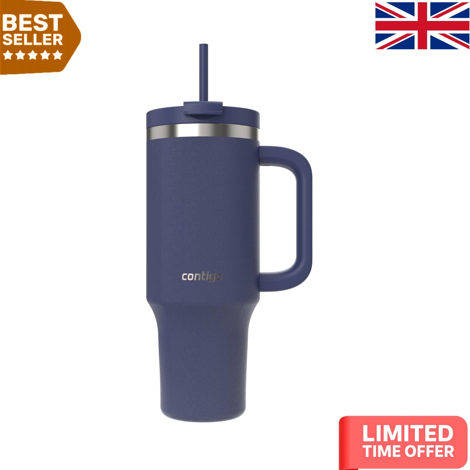 Elegant Streeterville 1200ml Insulated Bottle with Straw: Leak-Proof Travel Mug
