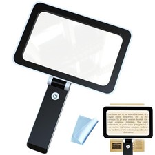 3X Magnifying Glass for Reading Handheld, Large Full Page Magnifier Black