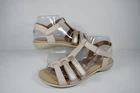 NEW W.BOX HOTTER SOL BEIGE MULTI LEATHER T BAR RIPTAPE ADJUSTABLE SANDALS UK4.5S