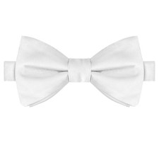 Mens Pre-Tied Bow Tie Adult's Adjustable Tuxedo Satin Bowtie Silver Frost