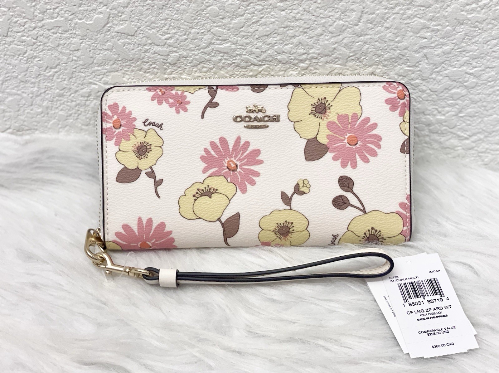 NWT Coach Long Wallet Floral Cluster Print Chalk Multi CI798