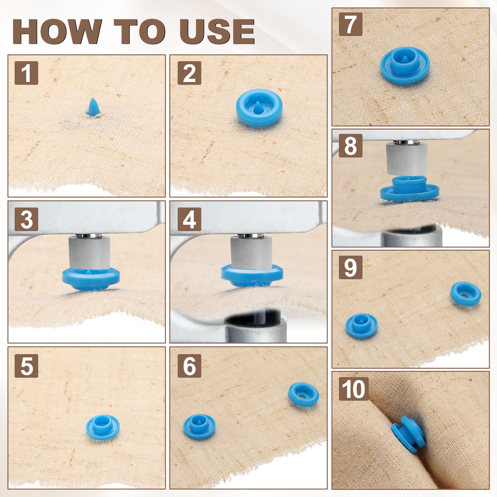 400 Set Plastic Snaps T5 Round Resin No-Sew Button Fasteners Kit, Deep Purple