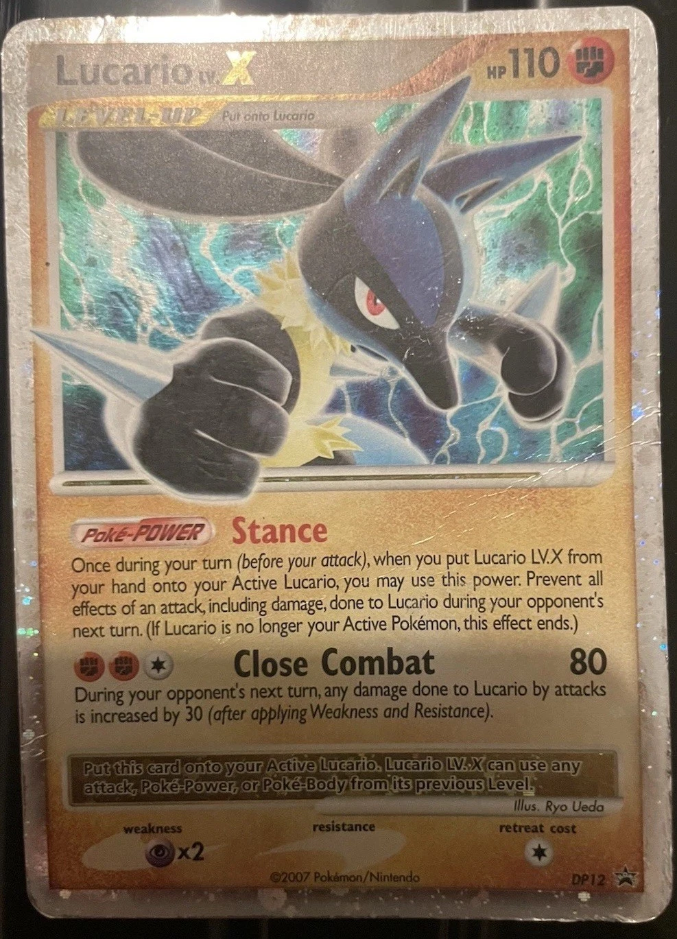 Pokémon TCG Lucario LV.X Diamond Pearl Black Star Promo Holo Card DP12