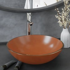 VidaXL Lavandino con Rubinetto e Piletta in Vetro Temperato Marrone