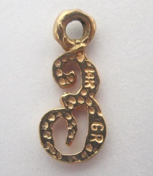 Colgante Vintage Oro Amarillo 14k Dije Grabado Cursiva "E" Firmado Foto 2 de 4