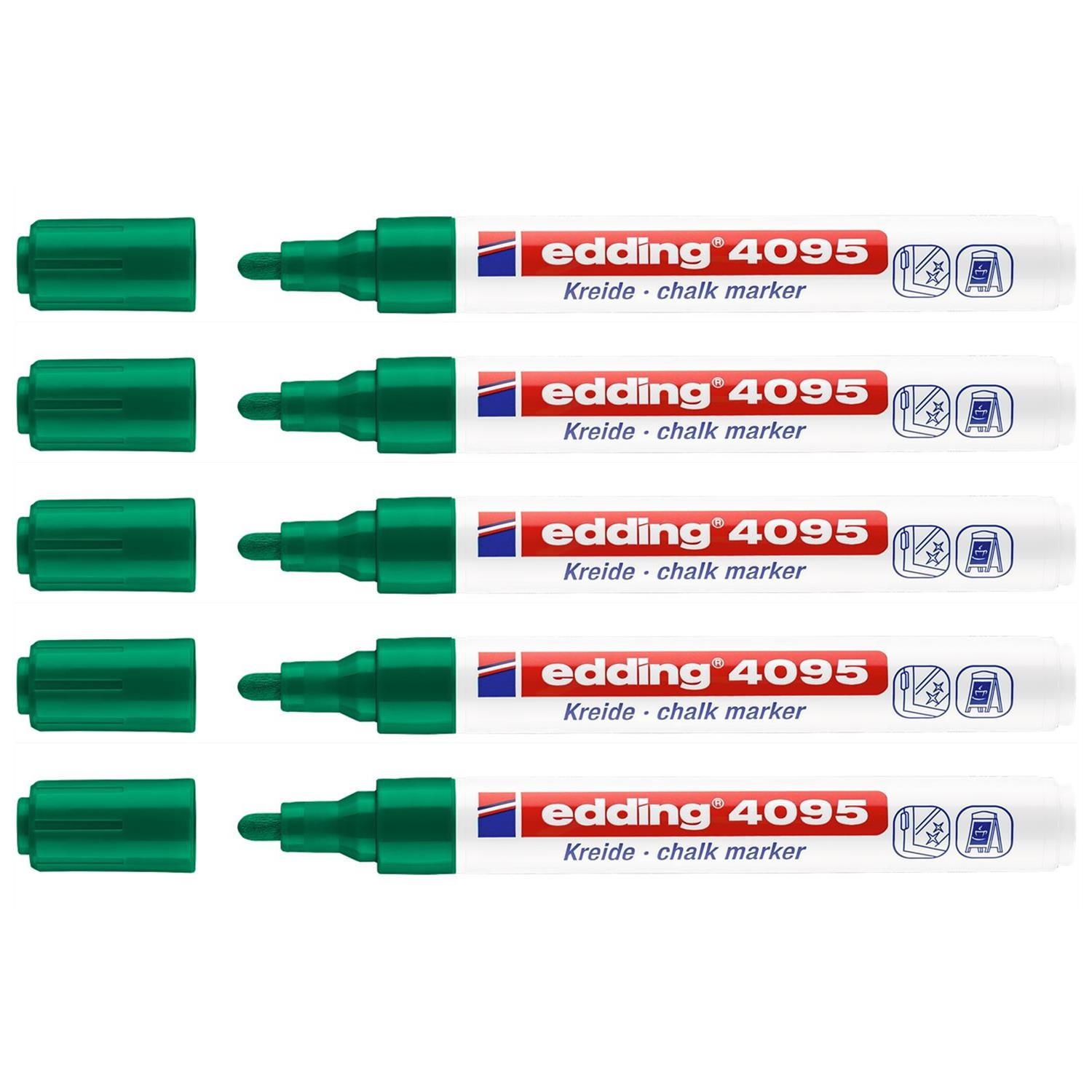 Pack 5 marqueurs craie edding 4095 vert feutre ardoise effaçable pointe 2-3mm