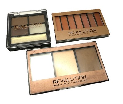 Revolution Makeup London 3 Paletten Contour Kit Augenbrauen Highlighter Lippenstifte Set