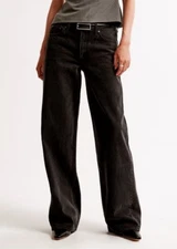 Abercrombie Fitch Jeans Women's 12/31 Ultra Loose Low Rise Black Denim #Y4-5