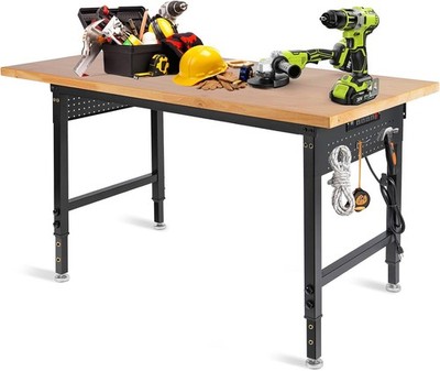 60  Heavy Duty Workbench 2000 LBS Load Capacity Rubber Wood Work Table