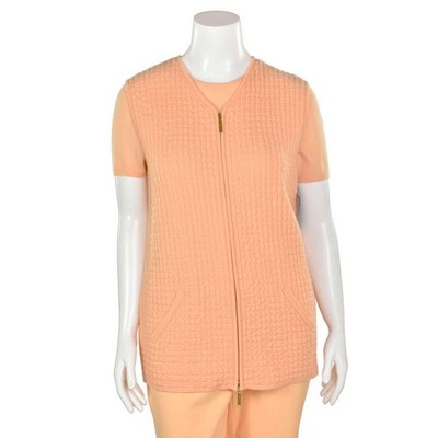 Escada Margaretha Ley Peach Long Quilted Wool/Cashmere Sweater Vest sz 40/10 US