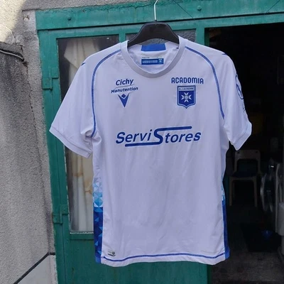 Macron AJ Auxerre maillot extérieur 2021-2022 enfant XS blanc/bleu n°7 Hein - Photo 1/3