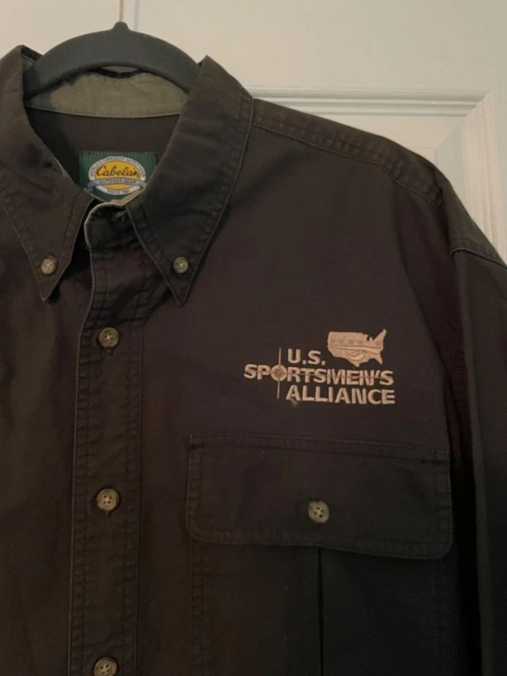 Cabelas Mens Olive Long-Sleeve Hunting Shirt US Sportsmen Alliance Sz Large Tall - Image 3 of 4